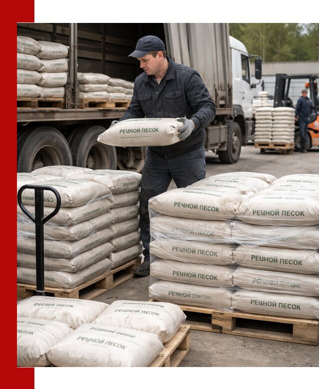 Речной песок в мешках с доставкой в Мурманске