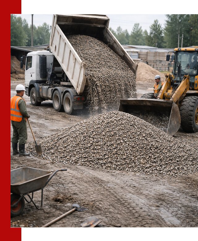 Мытый гравий с доставкой в Мурманске от карьера до участка