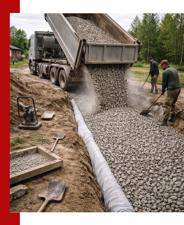 Гравий для дренажа с доставкой в Мурманске качественный и недорогой