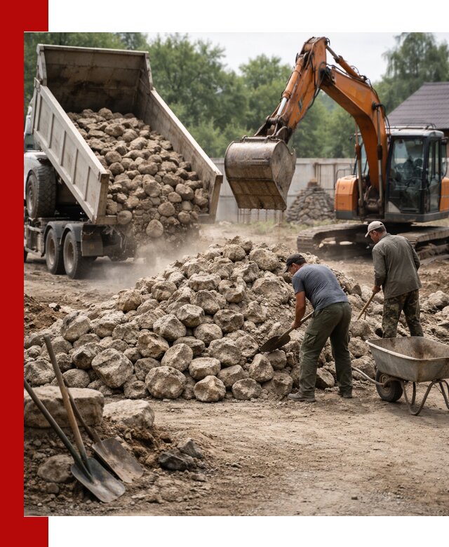 Доставка и разгрузка бутового камня в Мурманске