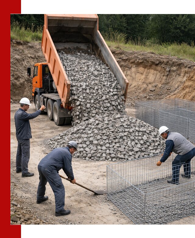 Камень для габионов с доставкой в Мурманске быстро и надёжно