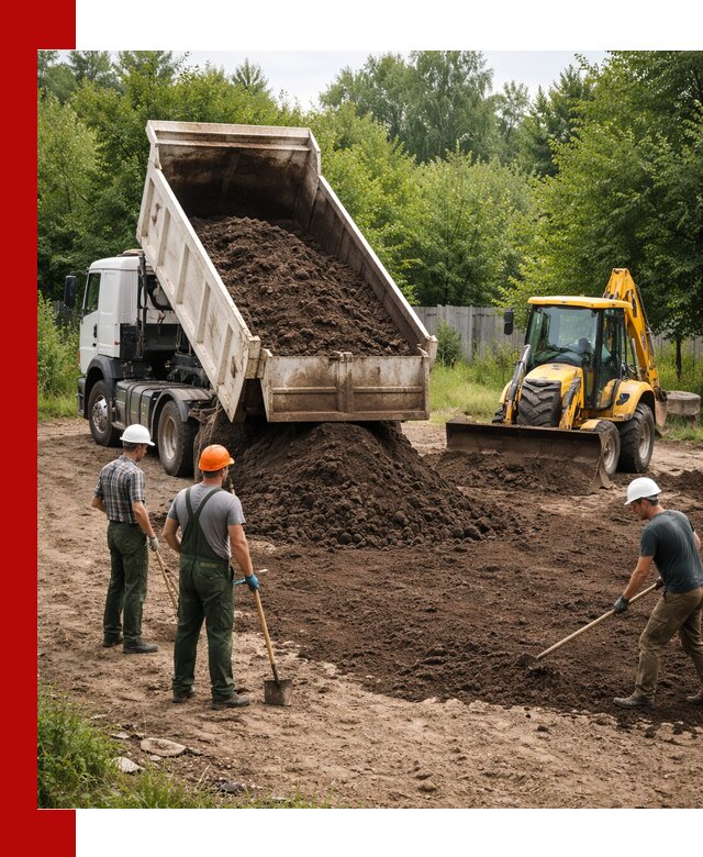 Доставка и укладка грунта для выравнивания участка в Мурманске