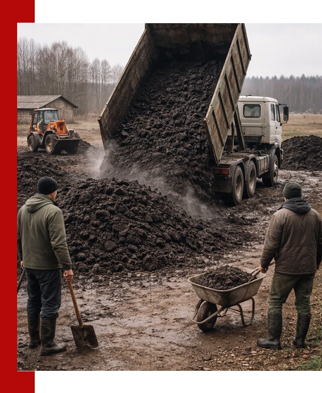 Доставка низинного торфа с разгрузкой и доставкой в Мурманске