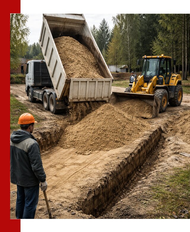 Доставка песчаного грунта в Мурманске для строительных работ