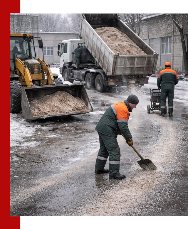 Реагент против гололеда с доставкой и нанесением в Мурманске