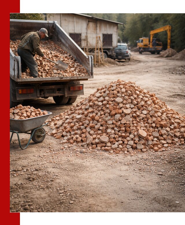 Доставка и подушка из боя кирпича с разгрузкой в Мурманске