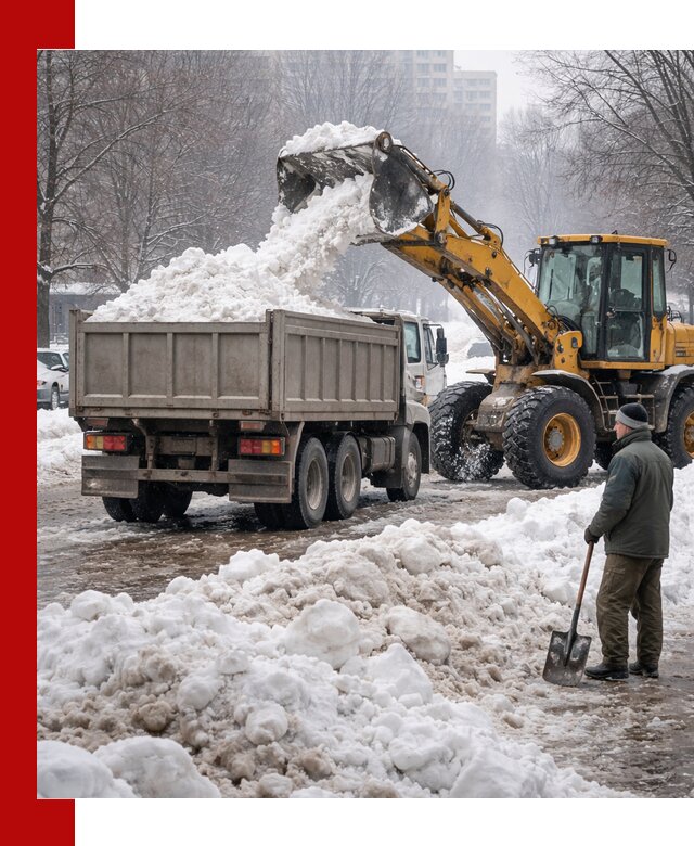 Вывоз снега грузовой техникой в Мурманске оперативно и чисто