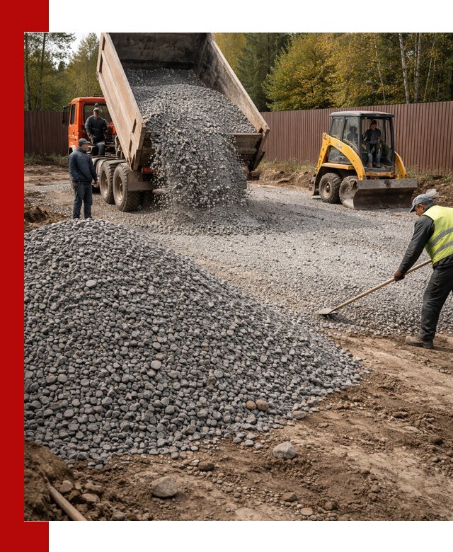 Отсыпка участка щебнем с доставкой и уплотнением в Мурманске